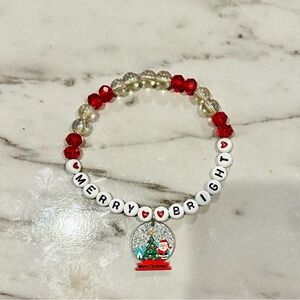 Festive Red and White Christmas Bracelet